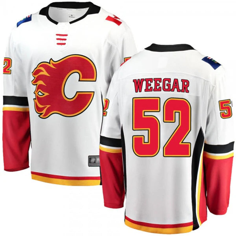 C.Flames #52 MacKenzie Weegar Player Fanatics Breakaway White Hockey Jerseys