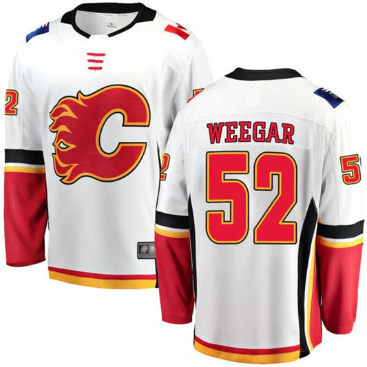 C.Flames #52 MacKenzie Weegar Player Fanatics Breakaway White Hockey Jerseys