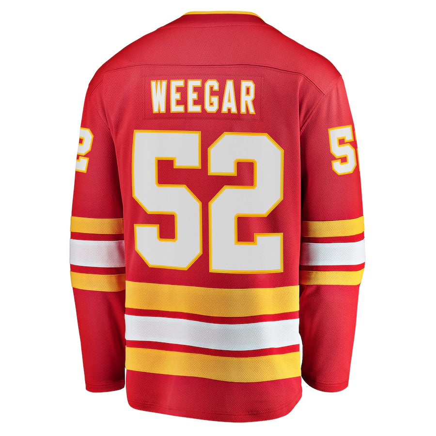 C.Flames #52 MacKenzie Weegar Player Fanatics Home Breakaway Red Hockey Jerseys