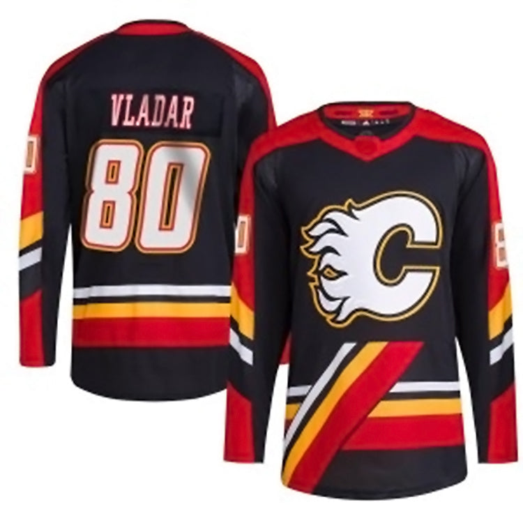 C.Flames #80 Daniel Vladar Player Fanatics Breakaway Red Hockey Jerseys