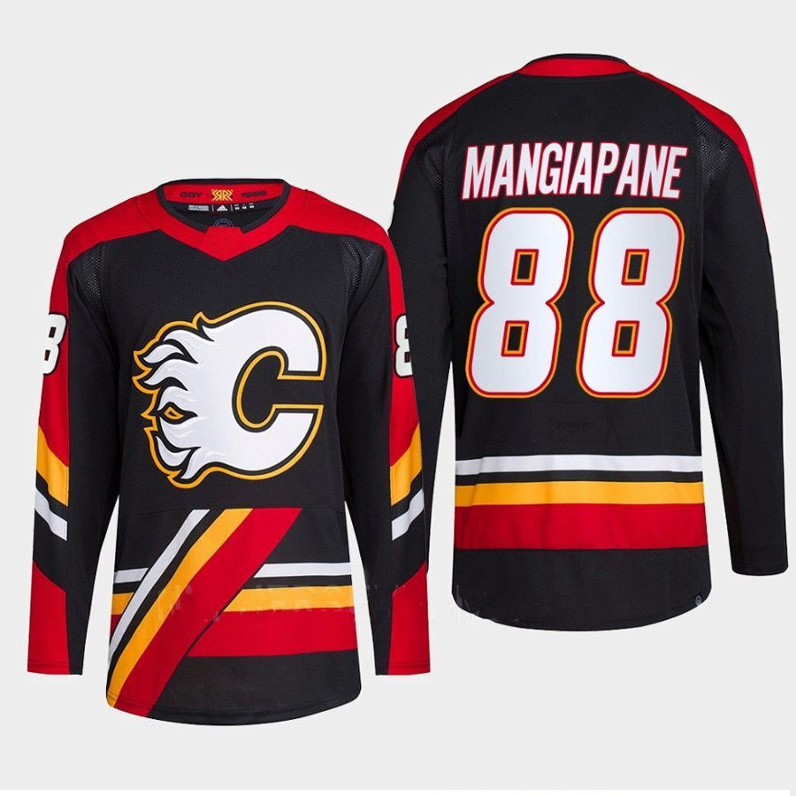 C.Flames #88 Andrew Mangiapane Fanatics everse Retro Black Hockey Jerseys