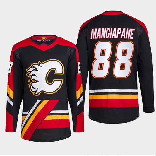 C.Flames #88 Andrew Mangiapane Fanatics everse Retro Black Hockey Jerseys