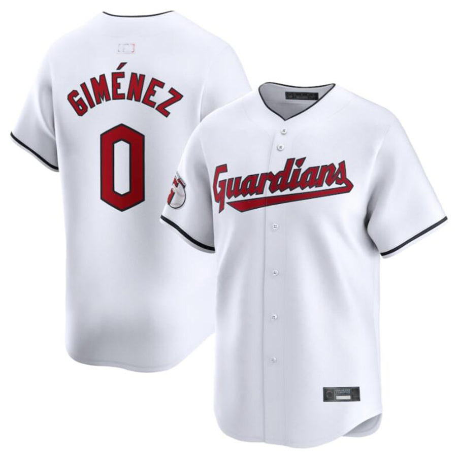 C.Guardians #0 Andr��|s Gim��|nez Player White Home Replica Game Baseball Jerseys