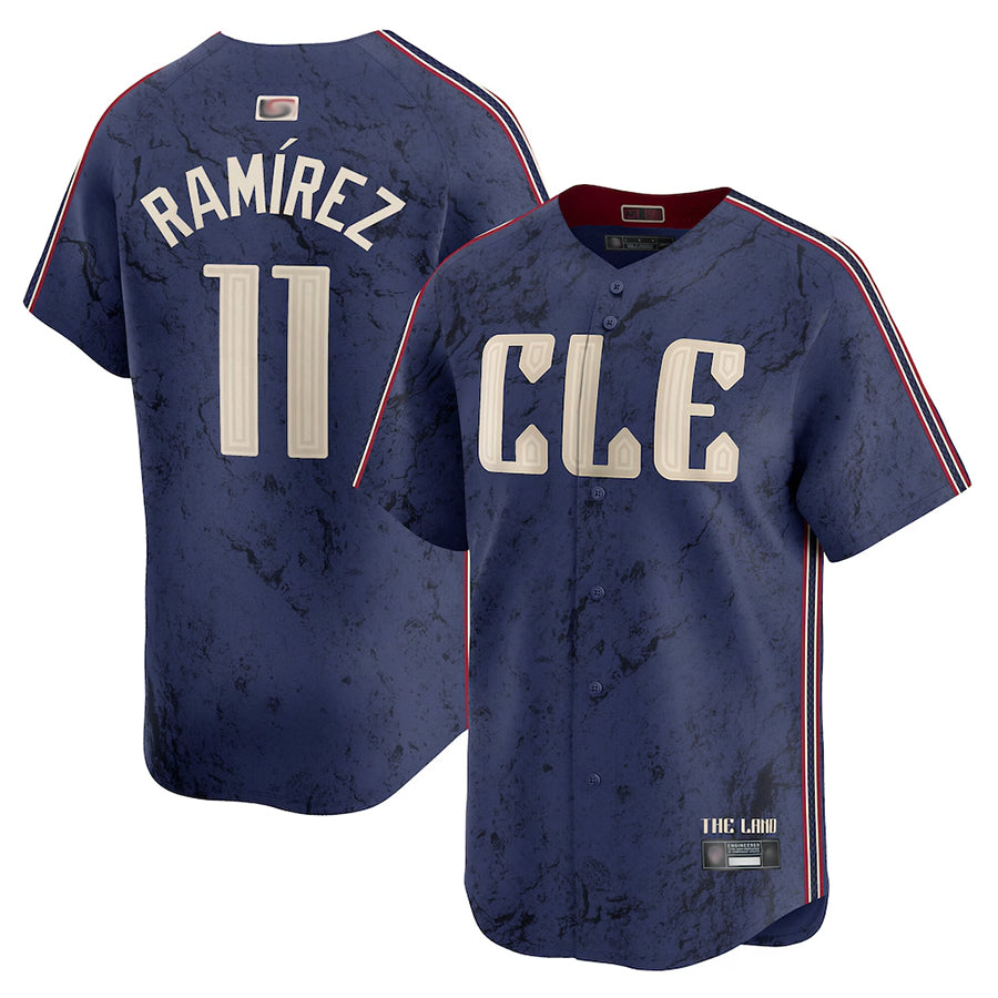 C.Guardians #11 Jose Ramirez Player Navy City Connect Limited Baseball Jerseys