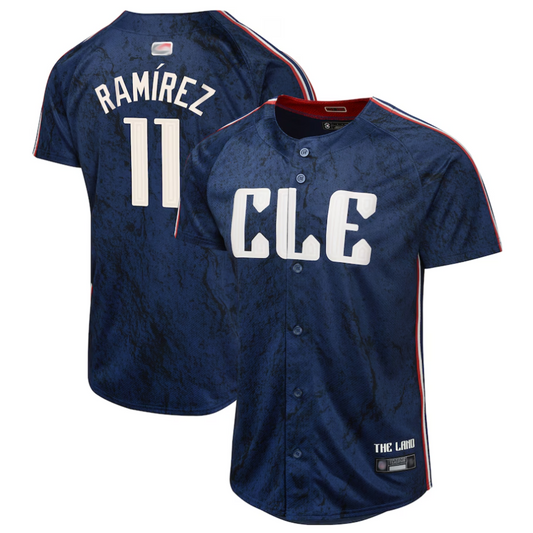 C.Guardians #11 Jose Ramirez Player Navy City Connect Limited Baseball Jerseys