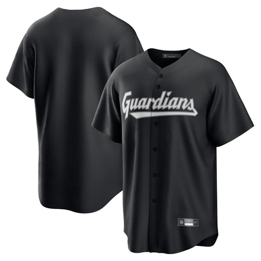 C.Guardians Blank Player Black Lights Out Replica Baseball Jerseys
