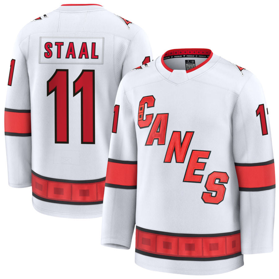 C.Hurricanes #11 Jordan Staal Player Fanatics Away Premium White Hockey Jerseys