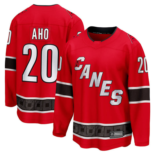 C.Hurricanes #20 Sebastian Aho Player Fanatics Special Edition 2.0 Breakaway Red Hockey Jerseys