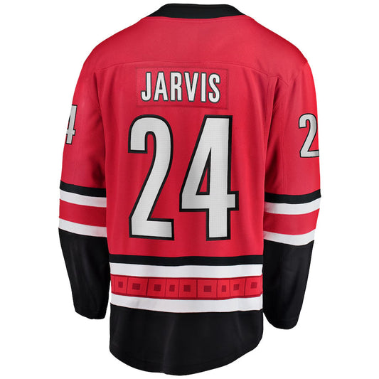 C.Hurricanes #24 Seth Jarvis Player Fanatics Alternate Breakaway Red Hockey Jerseys