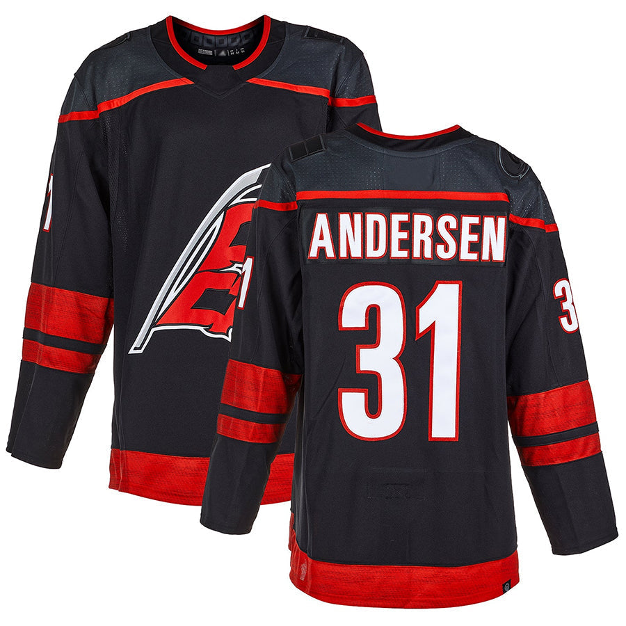 C.Hurricanes #31 Frederik Andersen Player Fanatics Alternate Breakaway Black Hockey  Jerseys