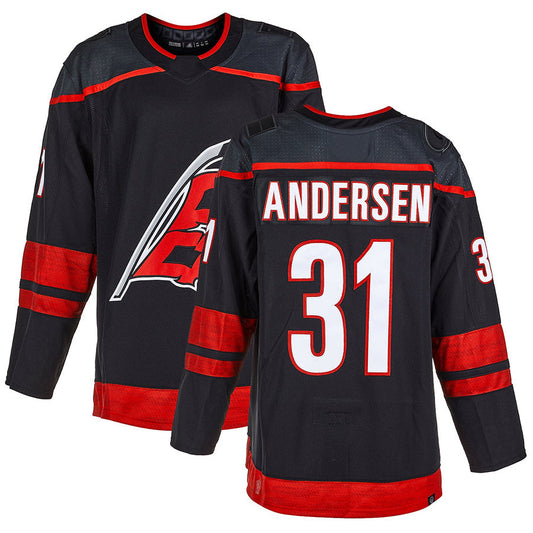 C.Hurricanes #31 Frederik Andersen Player Fanatics Alternate Breakaway Black Hockey  Jerseys
