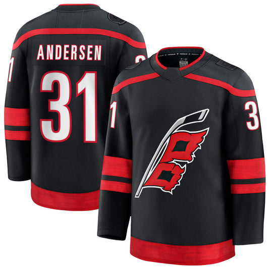 C.Hurricanes #31 Frederik Andersen Player Fanatics Home Premium Black Hockey Jerseys