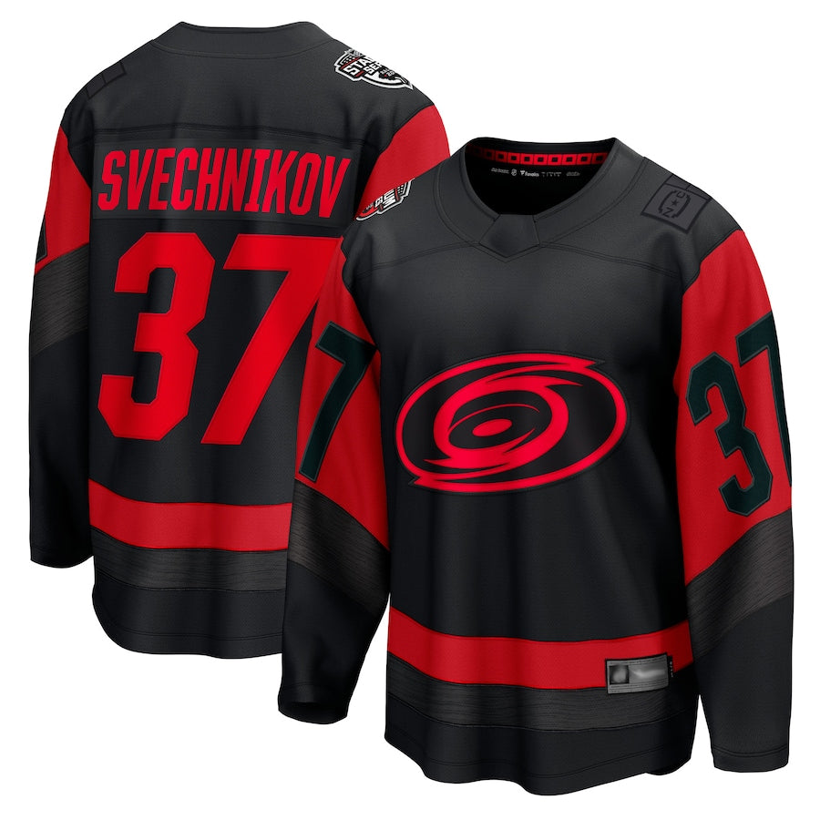 C.Hurricanes #37 Andrei Svechnikov Player Fanatics Black Breakaway Hockey Jerseys