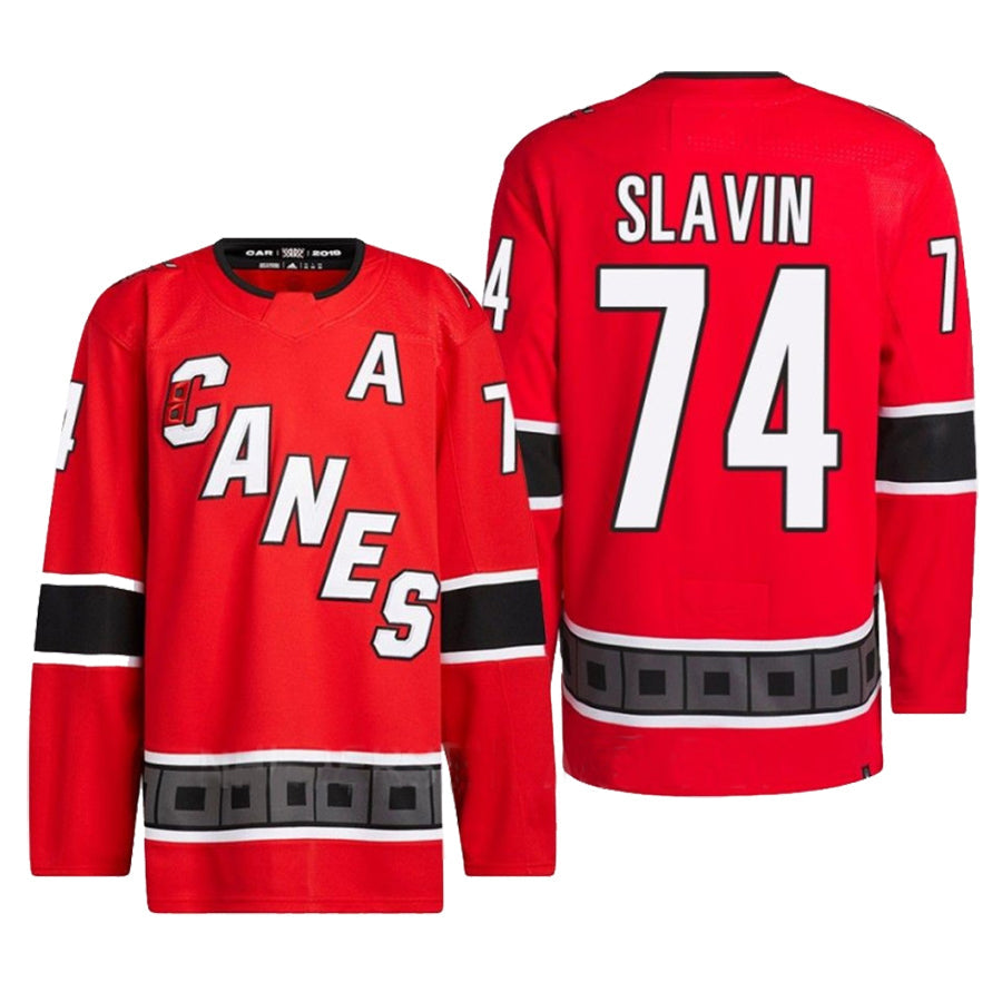 C.Hurricanes #74 Jaccob Slavin Player Fanatics Red Special Edition 2.0 Breakaway Hockey Jerseys