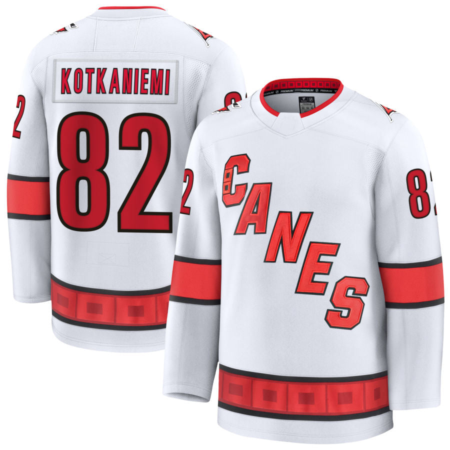 C.Hurricanes #82 Jesperi Kotkaniemi Player Fanatics Away Premium White Hockey Jerseys