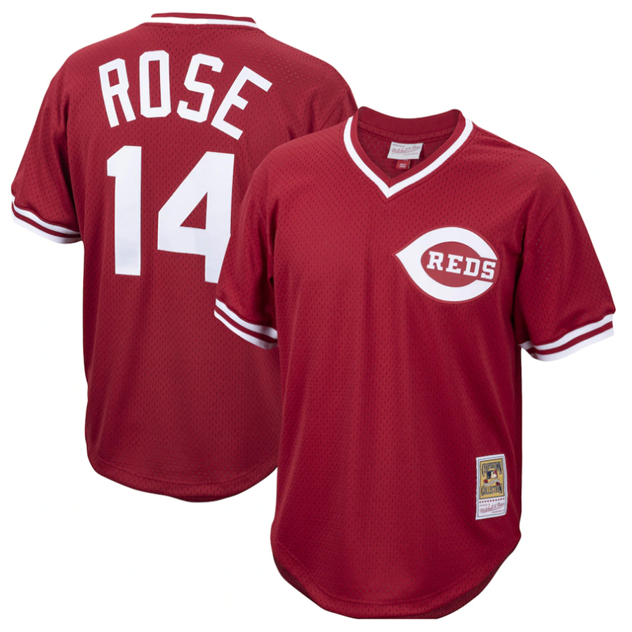 C.Reds #14 Pete Rose Player White Throwback Cooperstown Collection Limited Baseball Jerseys