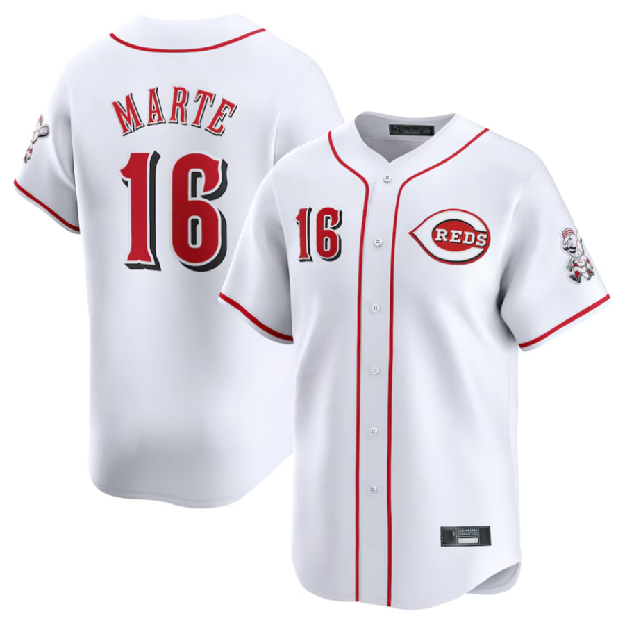 C.Reds #16 Noelvi Marte Player White Home Limited Elite Baseball Jerseys