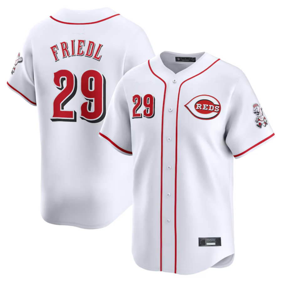 C.Reds #29 TJ Friedl Player White Home Limited Elite Baseball Jerseys