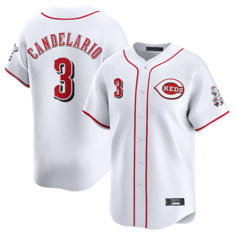 C.Reds #3 Jeimer Candelario Player White Home Limited Elite Baseball Jerseys