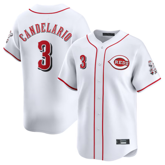 C.Reds #3 Jeimer Candelario Player White Home Limited Elite Baseball Jerseys