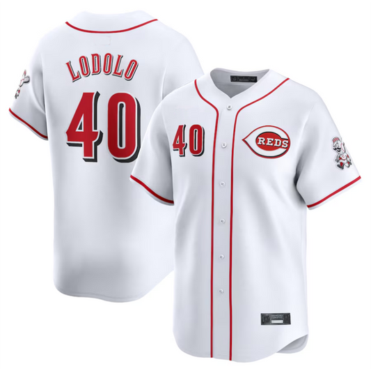C.Reds #40 Nick Lodolo Player White Home Limited Elite Baseball Jerseys