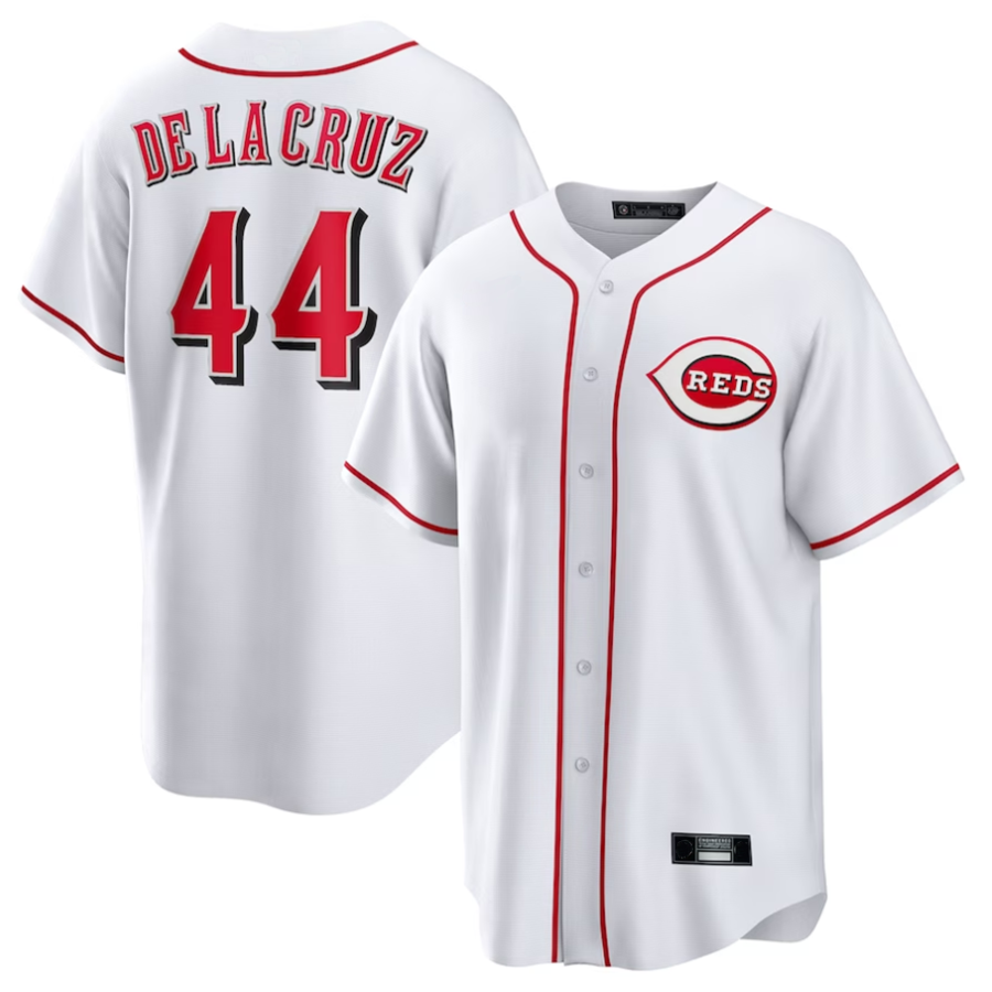 C.Reds #44 Elly De La Cruz Player White Home Replica Baseball Jerseys