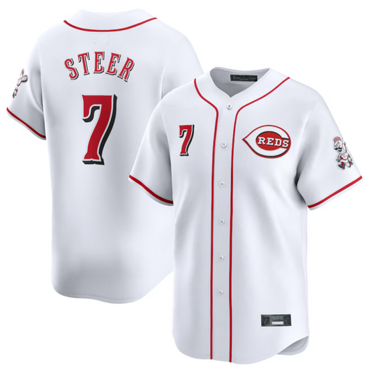C.Reds #7 Spencer Steer Player White Alternate Limited Baseball Jerseys