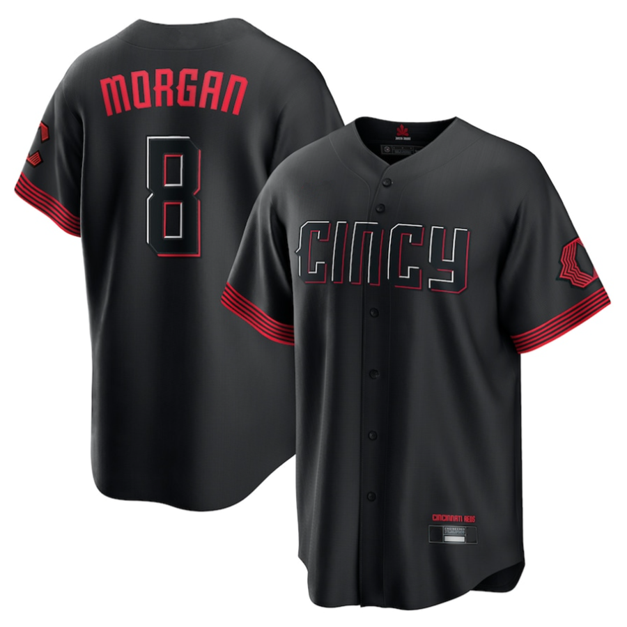 C.Reds #8 Joe Morgan Player Black City Connect Replica Baseball Jerseys