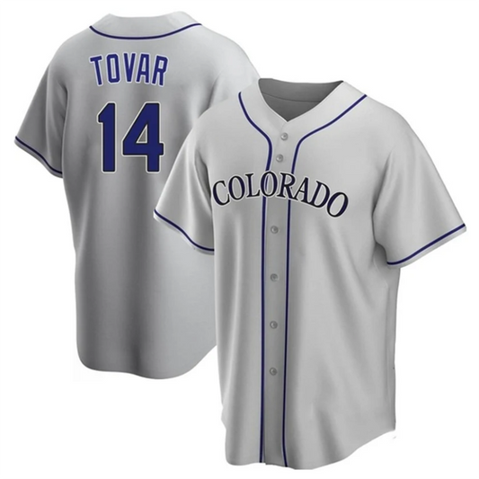 C.Rockies #14 Ezequiel Tovar Player Gray Home Replica Baseball Jerseys