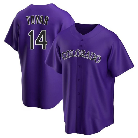 C.Rockies #14 Ezequiel Tovar Player Purple Home Replica Baseball Jerseys