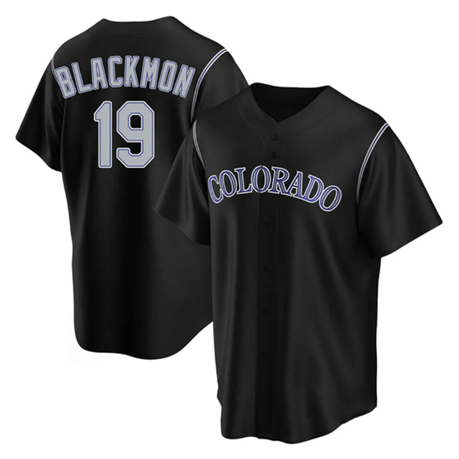 C.Rockies #19 Charlie Blackmon Player Black Home Replica Game Baseball Jerseys