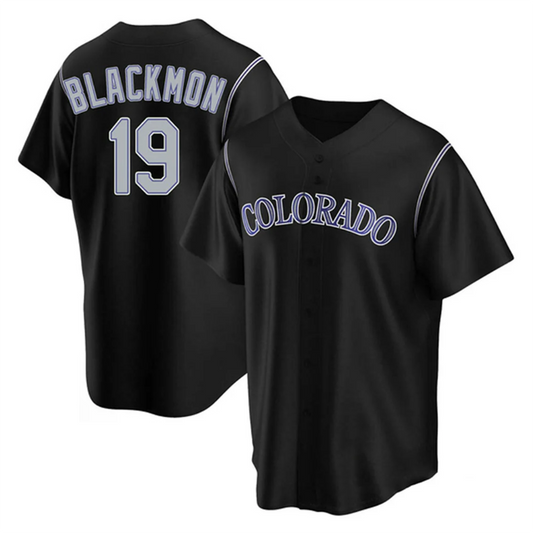 C.Rockies #19 Charlie Blackmon Player Black Home Replica Game Baseball Jerseys