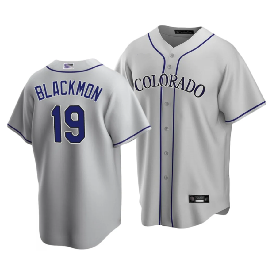 C.Rockies #19 Charlie Blackmon Player Gray Home Replica Game Baseball Jerseys