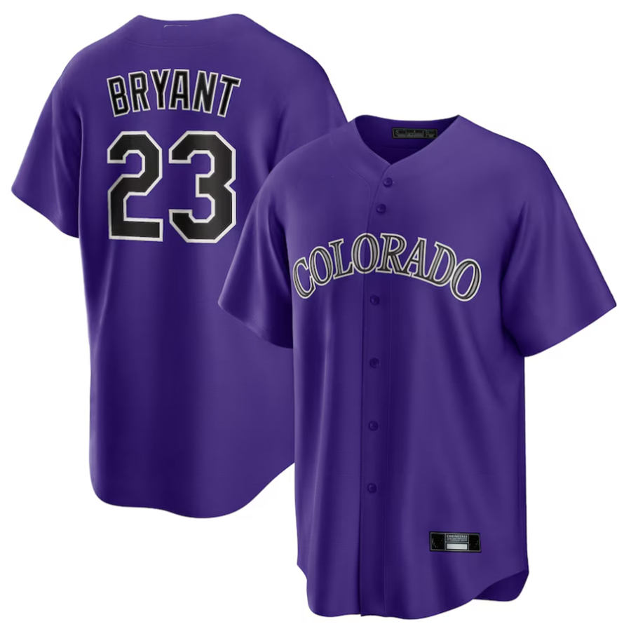 C.Rockies #23 Kris Bryant Player Purple Alternate Replica Game Baseball Jerseys