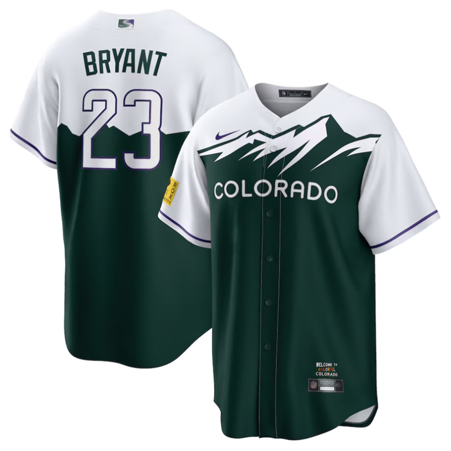 C.Rockies #23 Kris Bryant Player White-Green City Connect Replica Baseball Jerseys