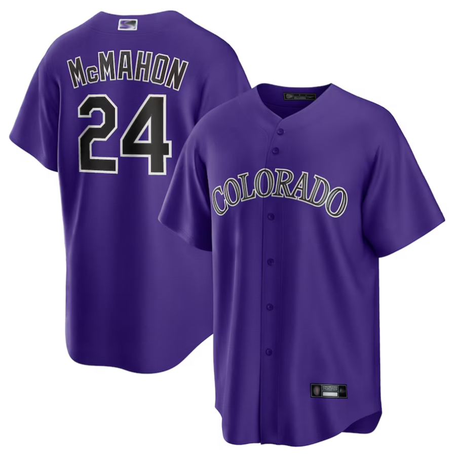 C.Rockies #24 Ryan McMahon Player Purple Replica Baseball Jerseys