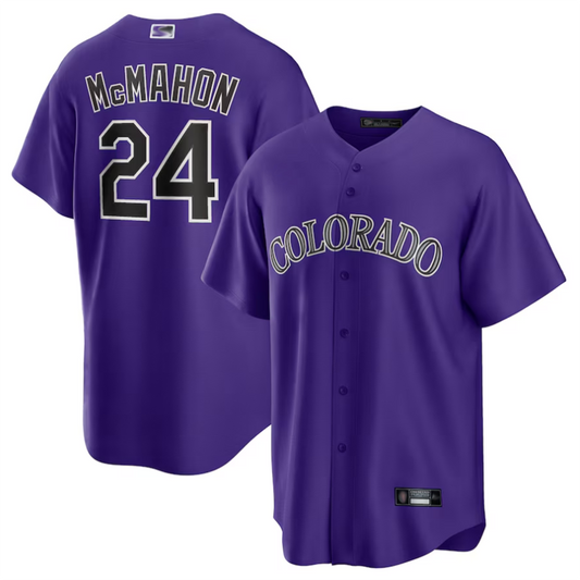 C.Rockies #24 Ryan McMahon Player Purple Replica Baseball Jerseys