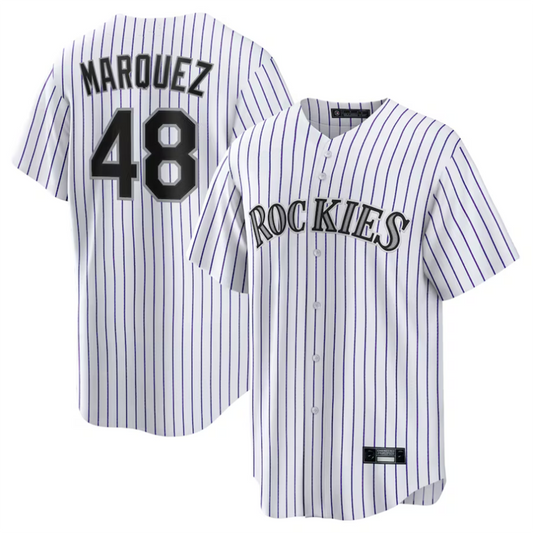 C.Rockies #48 German Marquez Player White Home Replica Game Baseball Jerseys