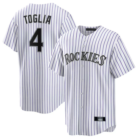 C.Rockies #4 Michael Toglia Player White Home Replica Baseball Jerseys