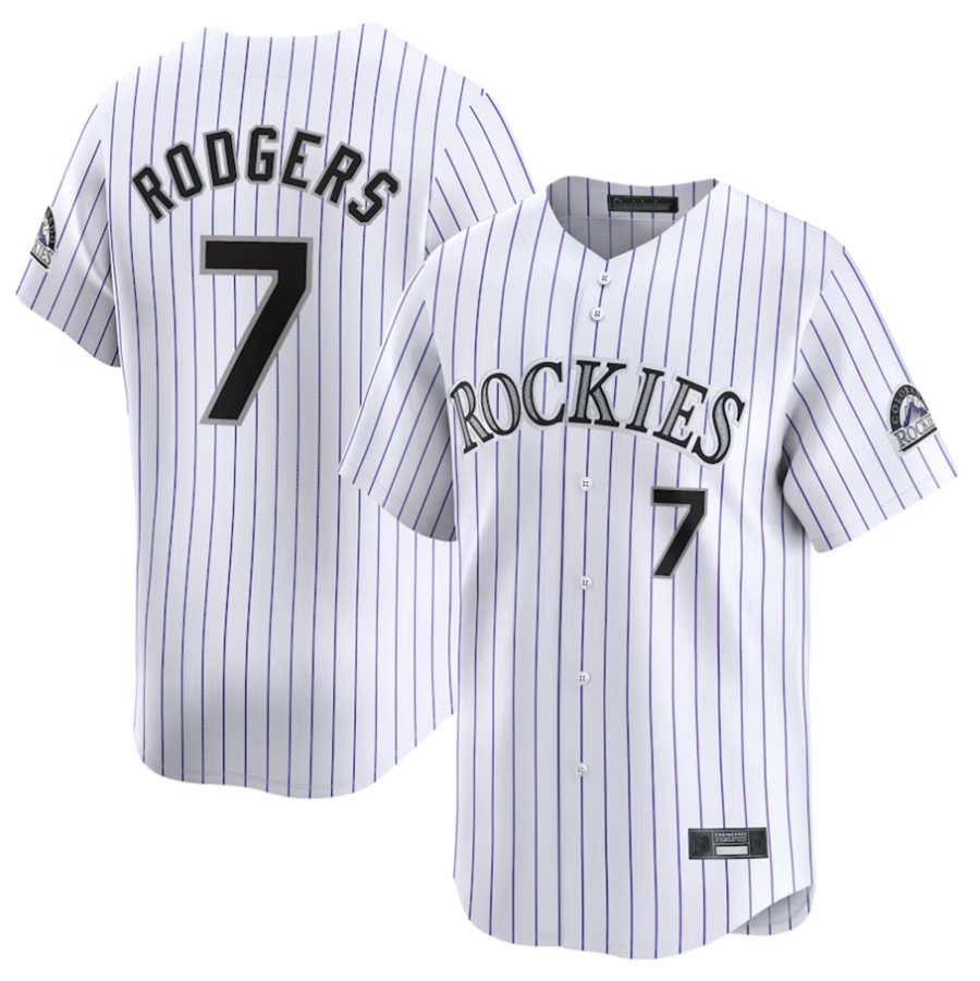 C.Rockies #7 Brendan Rodgers Player White Home Limited Baseball Jerseys