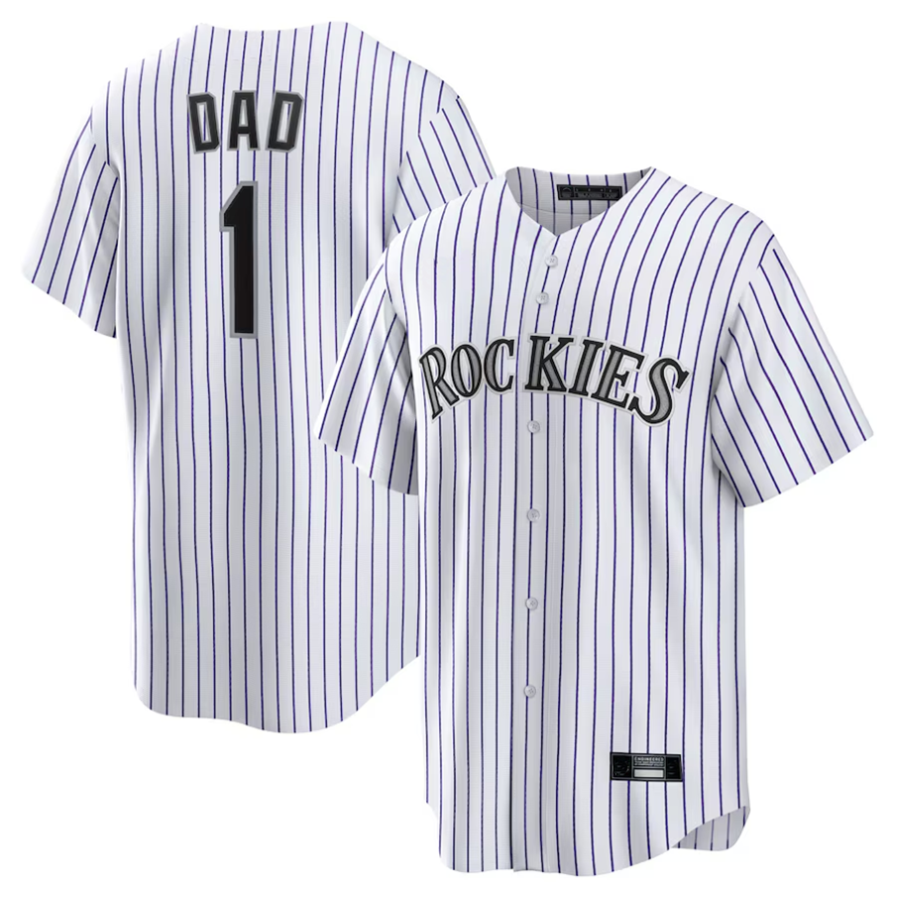 C.Rockies Player White #1 Dad Home Replica Game Baseball Jerseys