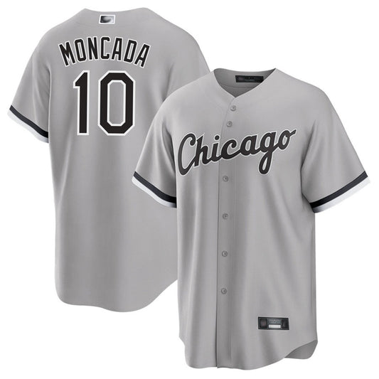 C.White Sox #10 Yoan Moncada Player Gray Road Replica Baseball Jerseys
