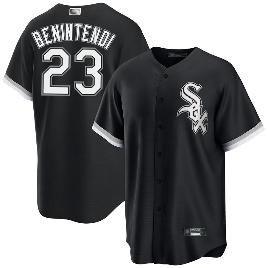 C.White Sox #23 Andrew Benintendi Player Black Replica Baseball Jerseys