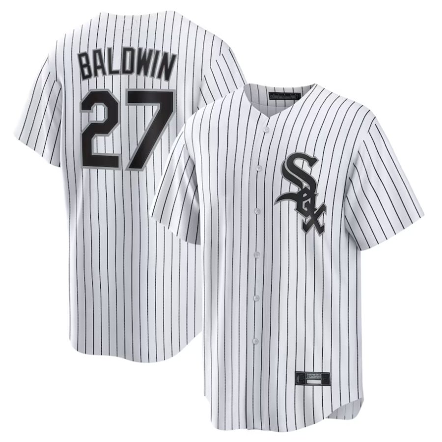 C.White Sox #27 Brooks Baldwin Player White Home Replica Baseball Jerseys