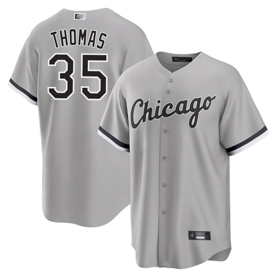 C.White Sox #35 Frank Thomas Player Gray Road Replica Baseball Jerseys