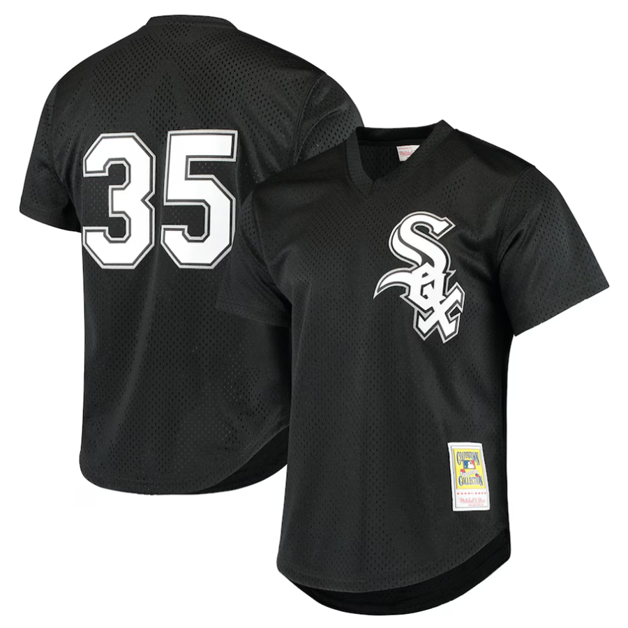C.White Sox #35 Frank Thomas Player Mitchell & Ness Black Cooperstown Mesh Batting Practice Baseball Jerseys