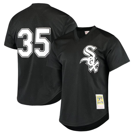 C.White Sox #35 Frank Thomas Player Mitchell & Ness Black Cooperstown Mesh Batting Practice Baseball Jerseys