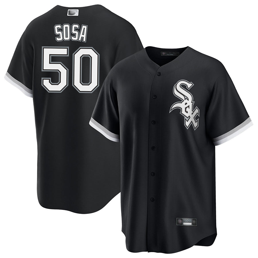 C.White Sox #50 Lenyn Sosa Player Black Replica Baseball Jerseys