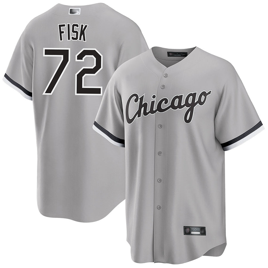 C.White Sox #72 Carlton Fisk Player Gray Road Home Replica Baseball Jerseys