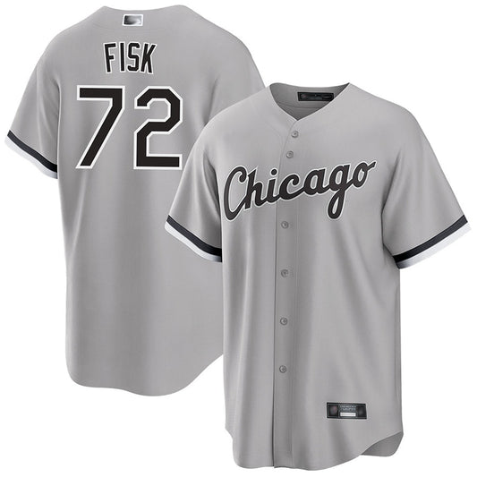 C.White Sox #72 Carlton Fisk Player Gray Road Home Replica Baseball Jerseys